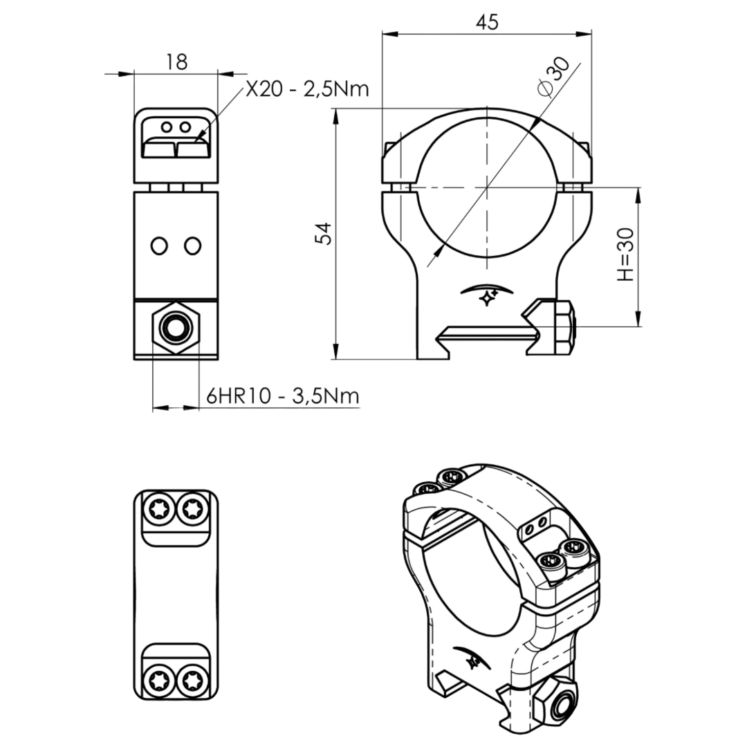 Ultimate 30mm X-duty Picatinny-style rings, high profile